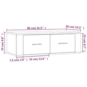 vidaXL Väggmonterad tv-bänk vit 80x36x25 cm konstruerat trä - Bild 11