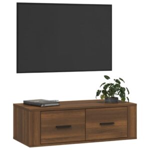 vidaXL Hängande tv-skåp brun ek 80x36x25 cm konstruerat trä - Bild 4