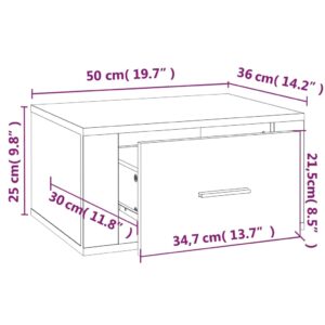 vidaXL Väggmonterade sängbord 2 st rökfärgad ek 50x36x25 cm - Bild 11