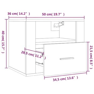 vidaXL Väggmonterade sängbord 2 st rökfärgad ek 50x36x40 cm - Bild 11