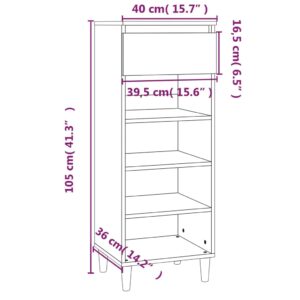 vidaXL Skoställ rökfärgad ek 40x36x105 cm konstruerat trä - Bild 10