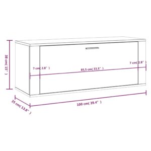 vidaXL Väggmonterat skoställ vit högglans 100x35x38 cm konstruerat trä - Bild 9