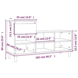 vidaXL Skoställ rökfärgad ek 102x36x60 cm konstruerat trä - Bild 11