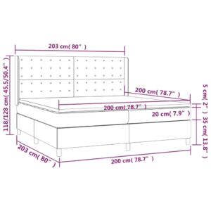 vidaXL Ramsäng med madrass & LED ljusgrå 200x200 cm tyg - Bild 8