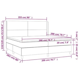 vidaXL Ramsäng med madrass & LED mörkgrå 200x200 cm sammet - Bild 8