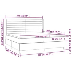 vidaXL Ramsäng med madrass & LED mörkgrå 200x200 cm sammet - Bild 8