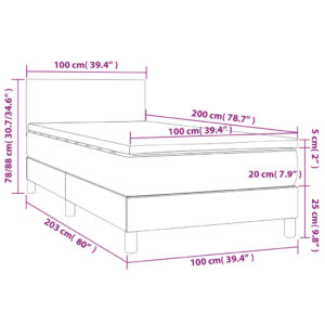 vidaXL Ramsäng med madrass & LED gräddvit 100x200 cm tyg - Bild 8