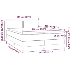 vidaXL Ramsäng med madrass & LED ljusgrå 140x200 cm sammet - Bild 8