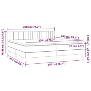 vidaXL Ramsäng med madrass & LED mörkgrå 200x200 cm sammet - Bild 8