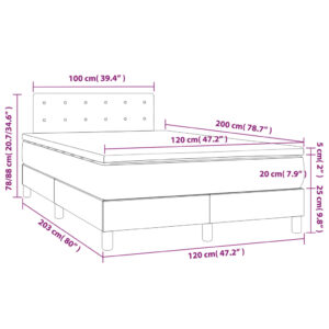 vidaXL Ramsäng med madrass & LED mörkblå 120x200 cm sammet - Bild 8