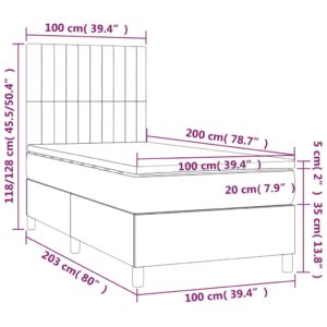 vidaXL Ramsäng med madrass & LED ljusgrå 100x200 cm tyg - Bild 8