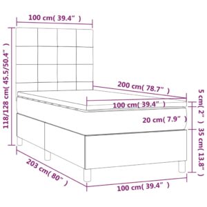 vidaXL Ramsäng med madrass & LED ljusgrå 100x200 cm tyg - Bild 8