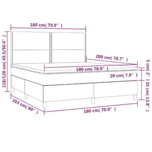 vidaXL Ramsäng med madrass & LED vit 180x200 cm konstläder - Bild 8