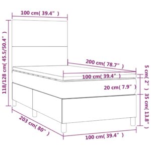 vidaXL Ramsäng med madrass & LED svart 100x200 cm sammet - Bild 8