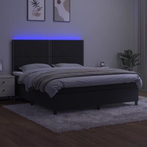 vidaXL Ramsäng med madrass & LED svart 160x200 cm sammet - Bild 4