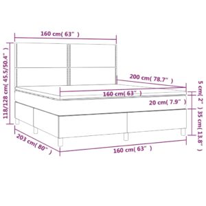 vidaXL Ramsäng med madrass & LED svart 160x200 cm sammet - Bild 8