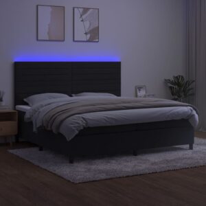 vidaXL Ramsäng med madrass & LED svart 200x200 cm sammet - Bild 4