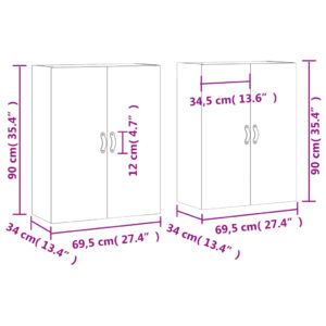 vidaXL Väggskåp 2 st betonggrå 69,5x34x90 cm - Bild 11