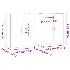 vidaXL Väggskåp 2 st brun ek 69,5x34x90 cm - Bild 12