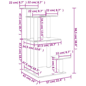 vidaXL Klöspelare med plattform ljusgrå 98,5 cm - Bild 8