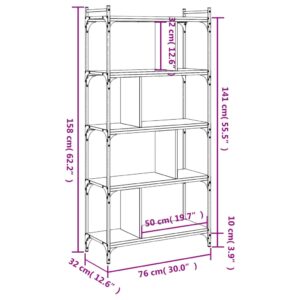 vidaXL Bokhylla 5 hyllplan sonoma-ek 76x32x158 cm konstruerat trä - Bild 9