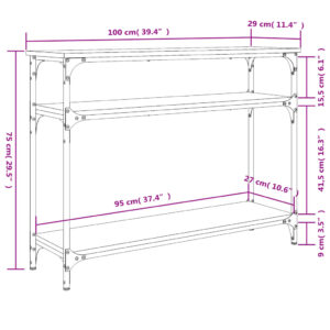 vidaXL Avlastningsbord rökfärgad ek 100x29x75 cm konstruerat trä - Bild 9