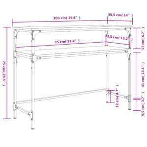 vidaXL Avlastningsbord brun ek 100x35,5x75 cm konstruerat trä - Bild 9