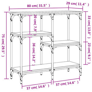 vidaXL Konsolbord svart 80x29x75 cm konstruerat trä - Bild 9