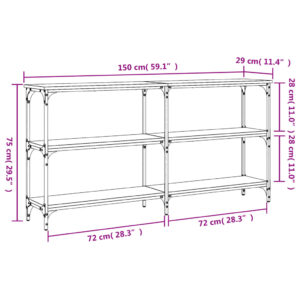 vidaXL Avlastningsbord rökfärgad ek 150x29x75 cm konstruerat trä - Bild 9