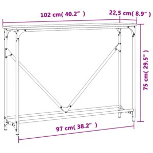 vidaXL Avlastningsbord rökfärgad ek 102x22,5x75 cm konstruerat trä - Bild 9