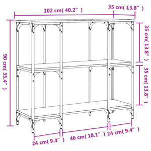 vidaXL Avlastningsbord svart 102x35x90 cm konstruerat trä - Bild 9