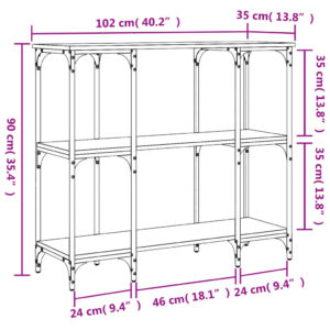 vidaXL Avlastningsbord rökfärgad ek 102x35x90 cm konstruerat trä - Bild 9