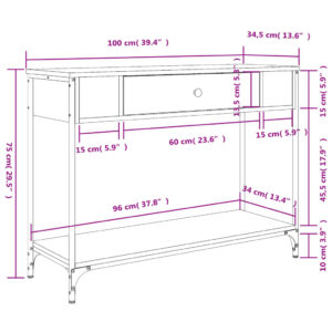 vidaXL Avlastningsbord brun ek 100x34,5x75 cm konstruerat trä - Bild 11