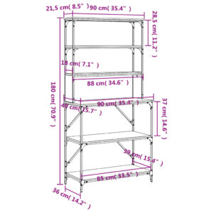 vidaXL Kökshylla 6 hyllplan svart 90x40x180 cm konstruerat trä - Bild 9