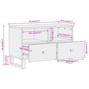 vidaXL Tv-bänk brun och svart 105x33,5x46 cm massivt mangoträ - Bild 11