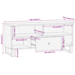 vidaXL Tv-bänk brun och svart 100x33,5x46 cm massivt mangoträ - Bild 11