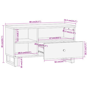 vidaXL Tv-bänk brun och svart 80x33,5x46 cm massivt mangoträ - Bild 12