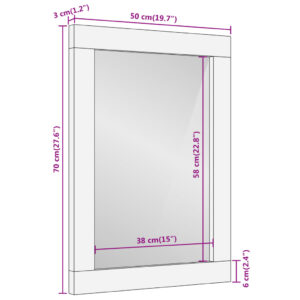 vidaXL Badrumsspegel brun 50x70x3 cm massivt mangoträ och glas - Bild 10