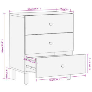 vidaXL Sängbord svart 50x33x60 cm massivt mangoträ - Bild 10