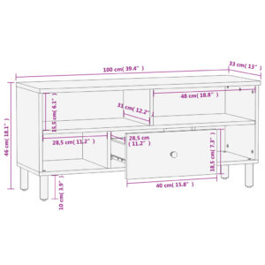 vidaXL Tv-bänk svart 100x33x46 cm massivt mangoträ - Bild 10