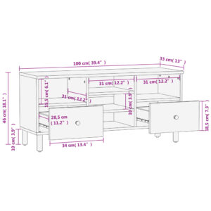 vidaXL Tv-bänk svart 100x33x46 cm massivt mangoträ - Bild 10