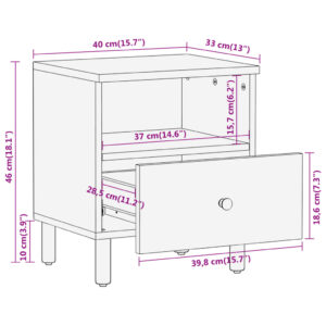 vidaXL Nattduksbord 40x33x46 cm massivt akaciaträ - Bild 12