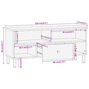 vidaXL Tv-bänk 100x33x46 cm massivt mangoträ - Bild 10