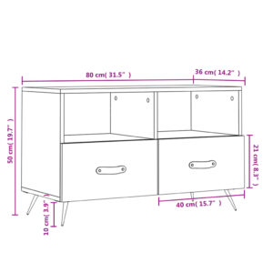 vidaXL Tv-bänk rökfärgad ek 80x36x50 cm konstruerat trä - Bild 12