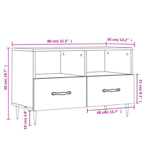 vidaXL Tv-bänk rökfärgad ek 80x36x50 cm konstruerat trä - Bild 12