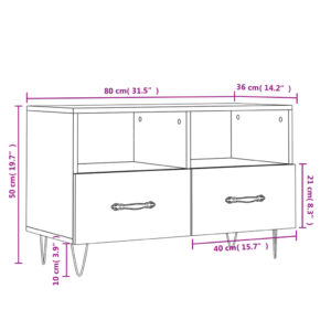 vidaXL Tv-bänk vit 80x36x50 cm konstruerat trä - Bild 12