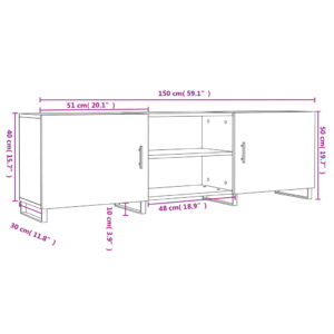 vidaXL Tv-bänk svart 150x30x50 cm konstruerat trä - Bild 12