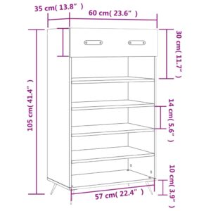 vidaXL Skohylla svart 60x35x105 cm konstruerat trä - Bild 12