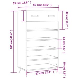 vidaXL Skohylla sonoma-ek 60x35x105 cm konstruerat trä - Bild 12