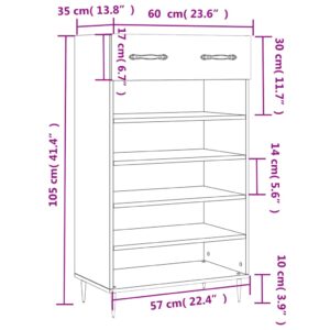 vidaXL Skohylla vit 60x35x105 cm konstruerat trä - Bild 12